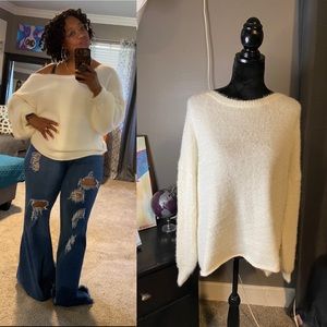 Sexy off shoulder fluffy blouse
